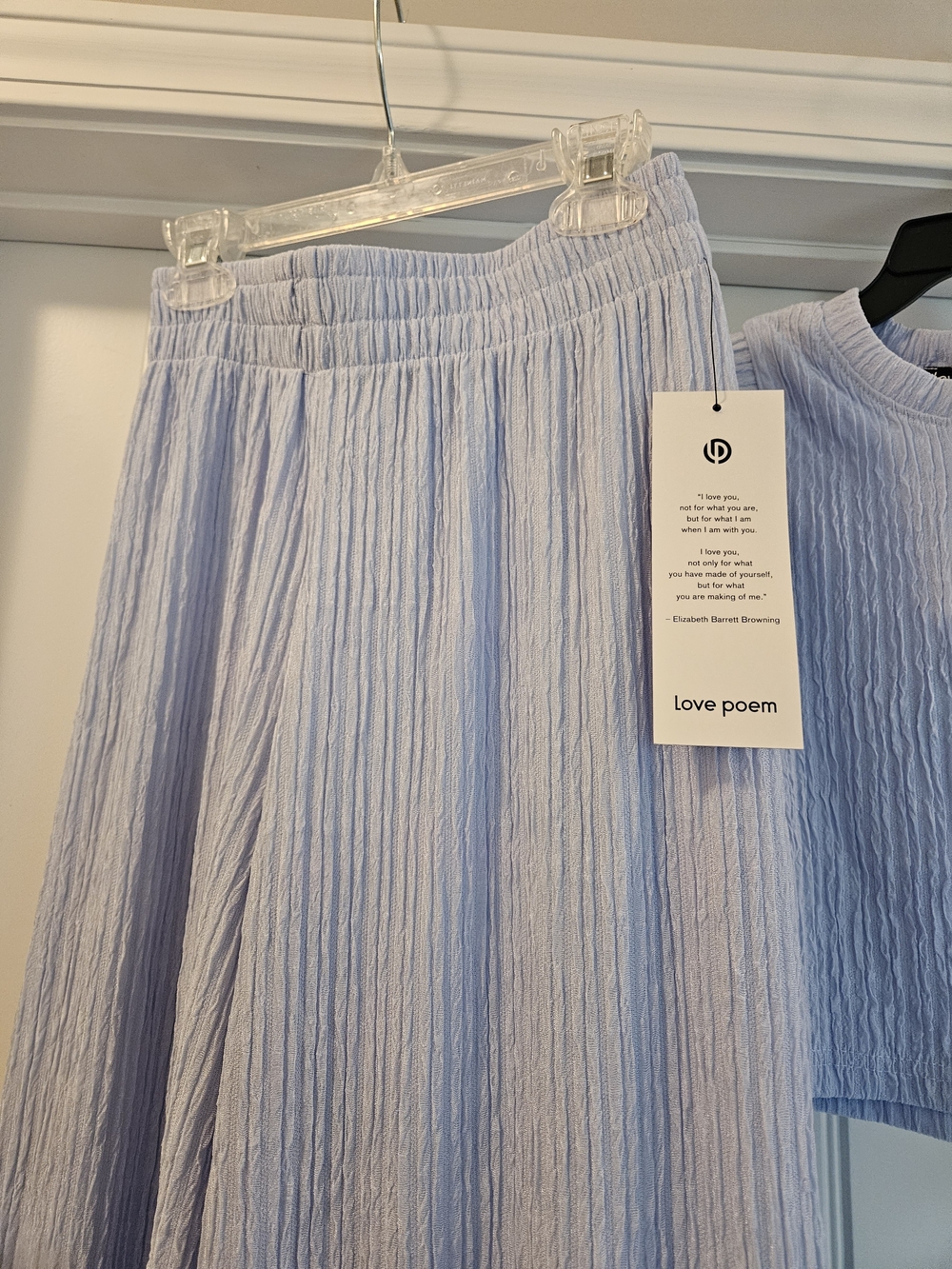Matching Set Wide Leg Ribbed Knit Pants - Light Blue - Picture 6 of 10